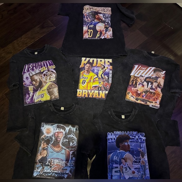 NBA Shirts New Nba Graphic Tees Lebron Kobe Booker Curry Lamelo Ja